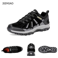 jiemiao mens hiking shoes lace up sport shoes wear resistant outdoor hunting tactical shoes men jogging trekking sneakers