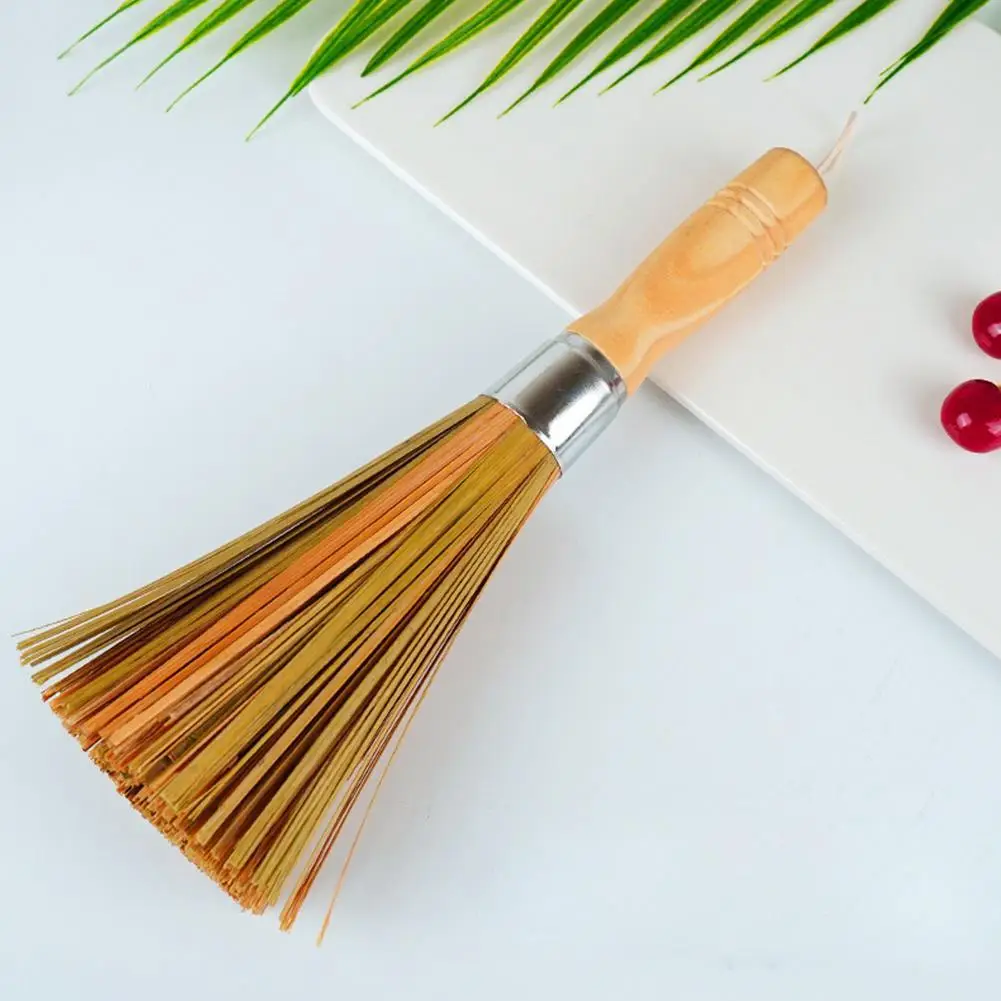 Бамбуковая щетка для кастрюль с деревянной ручкой 1 шт. мытья посуды кухни дома