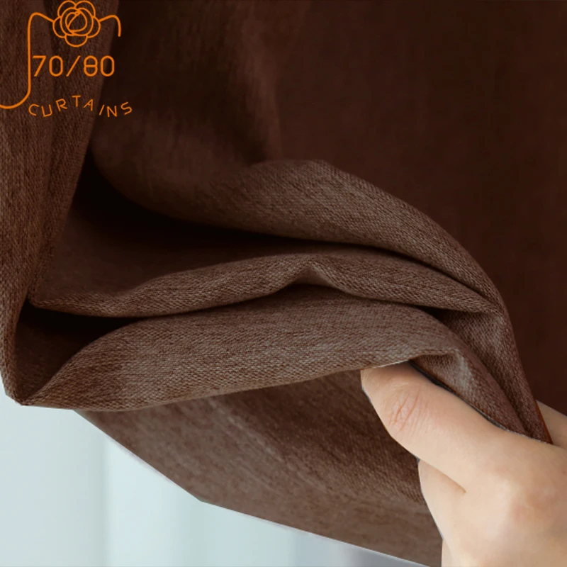 

Japanese Style Simple Modern Dark Brown Cotton Linen Linen Blackout Curtains Bedroom Living Room Balcony Study Room Curtains