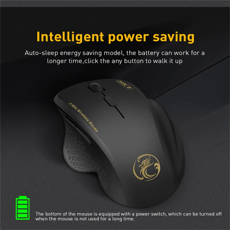 Беспроводная мышь эргономичная оптическая 1600 DPI 6 кнопок 2 4G USB приемник