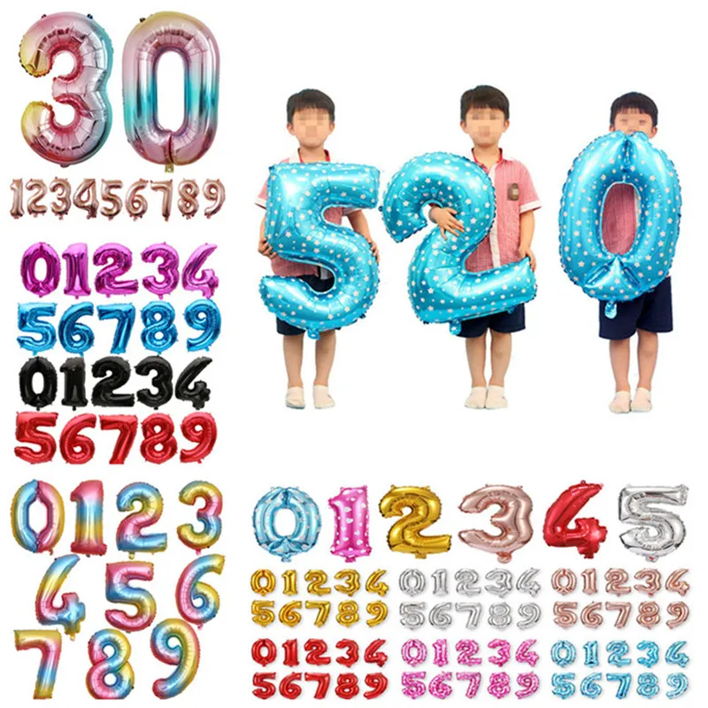 32 дюйма розовое золото шара с цифрой воздушный шар гелием День рождения