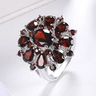 2022 женские ювелирные изделия элегантное серебряное кольцо инкрустированное гранатом красным Цирконом в форме цветка женское банкетное кольцо ювелирные изделия оптовая продажа