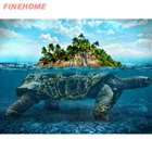 FineHome DIY алмазная живопись морская черепаха камни в форме ромба 5D Бриллиантовая мозаичная фигурка животного Стразы Вышивка крестиком, ручная работа, подарок