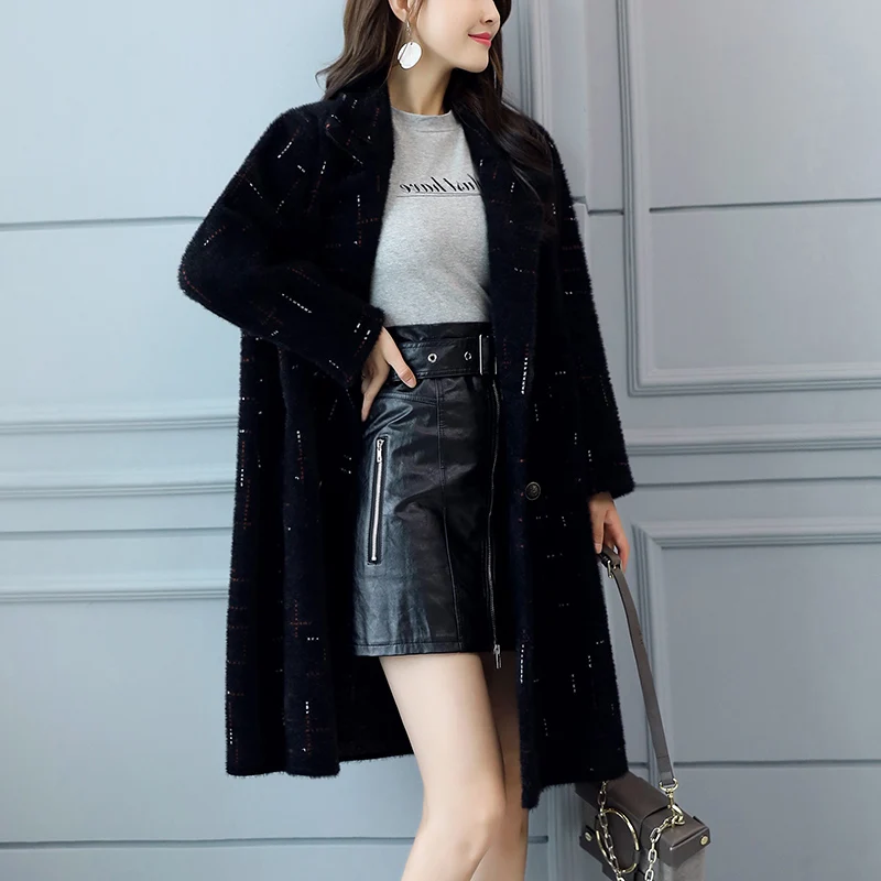 Пальто женское бархатное осенне-зимнее пальто 2019 новая Корейская версия