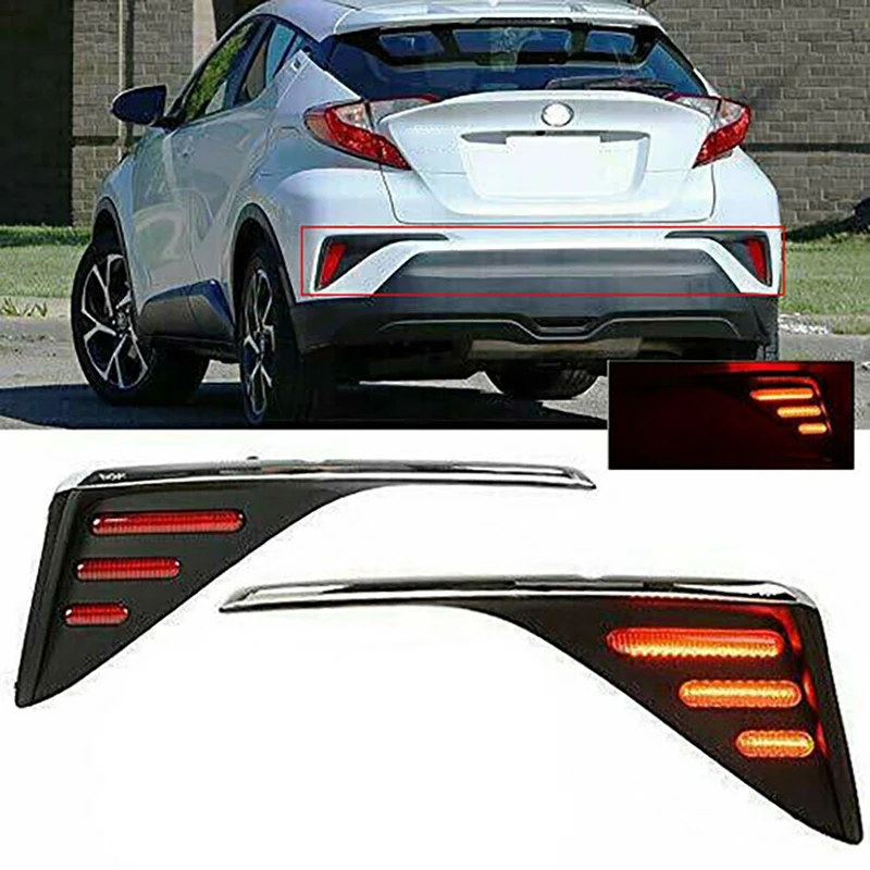 

1Pair Car Rear Bumper Reflector Brake Light Lamp for Toyota CHR C-HR 2016-2018