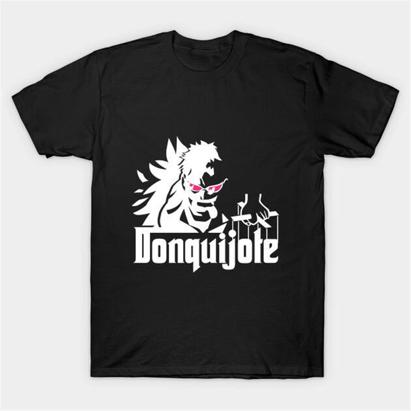

Don Quijote Donquixote Doflamingo One Piece The Godfather Parody Black T-Shirt Unisex Loose Fit Tee Shirt