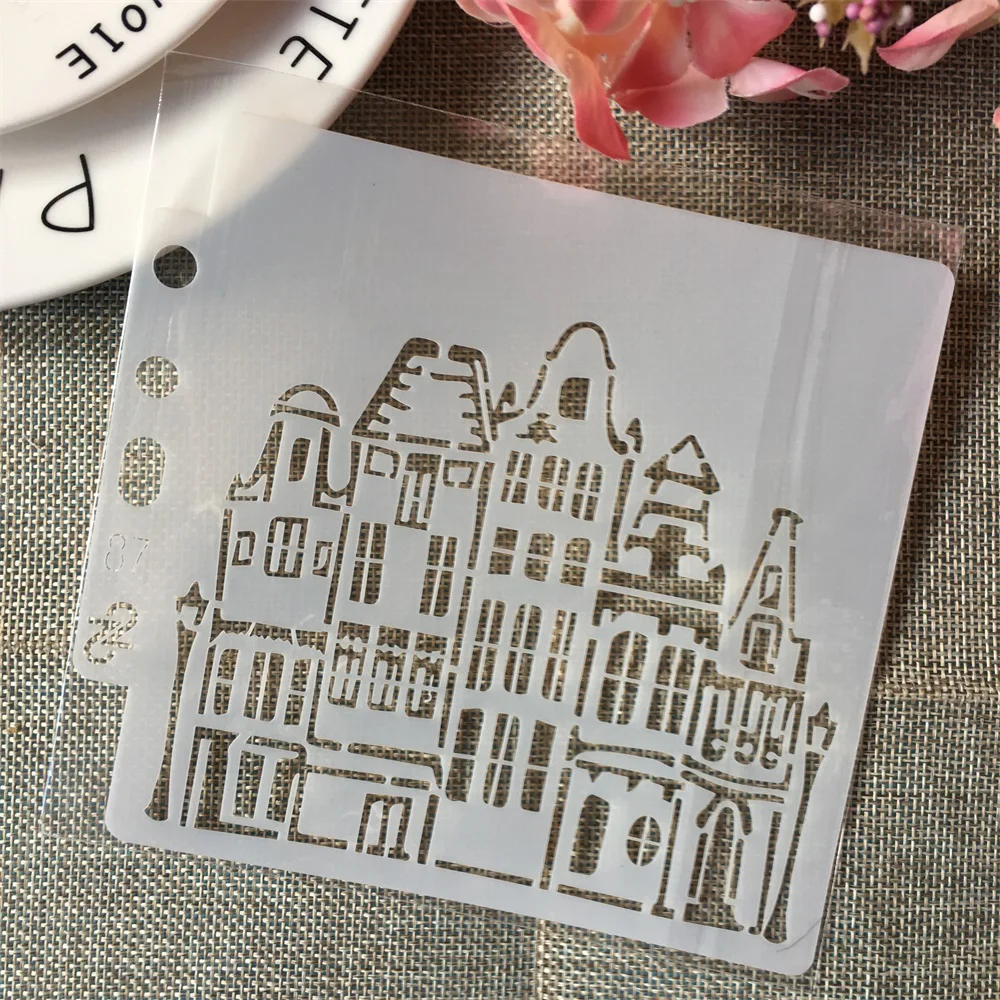 5 1 &quotдом здание улица Сделай Сам Многослойные трафареты картина раскраска для