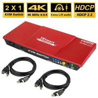 tesmart hdmi 4k60hz ultra hd 2x1 hdmi kvm switch 3840x216060hz 444 with 2 pcs 5ft kvm cables supports usb 2 0 devices cont
