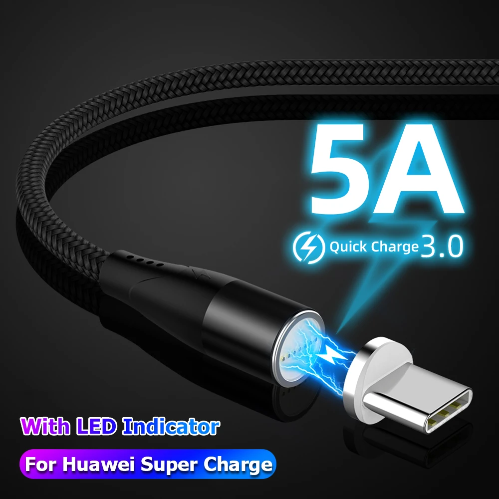 5А Магнитный зарядный кабель Micro USB зарядное устройство тип C для Samsung Huawei Supercharge
