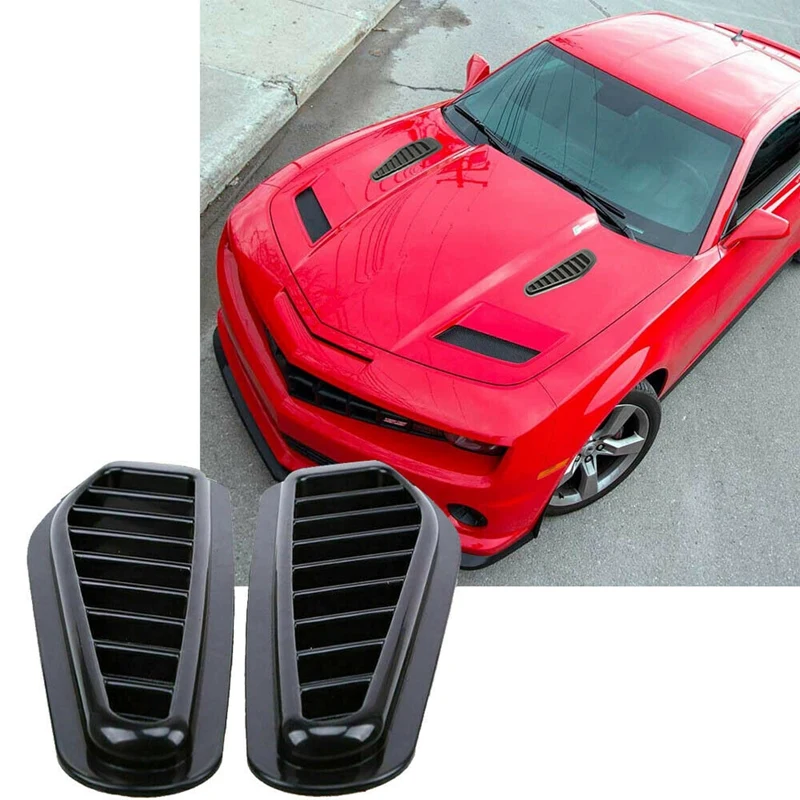 

2Pcs Car Simulation Shark Air Vent Universal Glossy Black Sport Racing Air Flow Vent Bonnet Hood Scoop Cover Trim