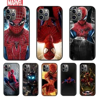 marvel spider man for apple iphone 12 11 xs pro max mini xr x 8 7 6 6s plus 5 se 2020 black silicone cover phone case