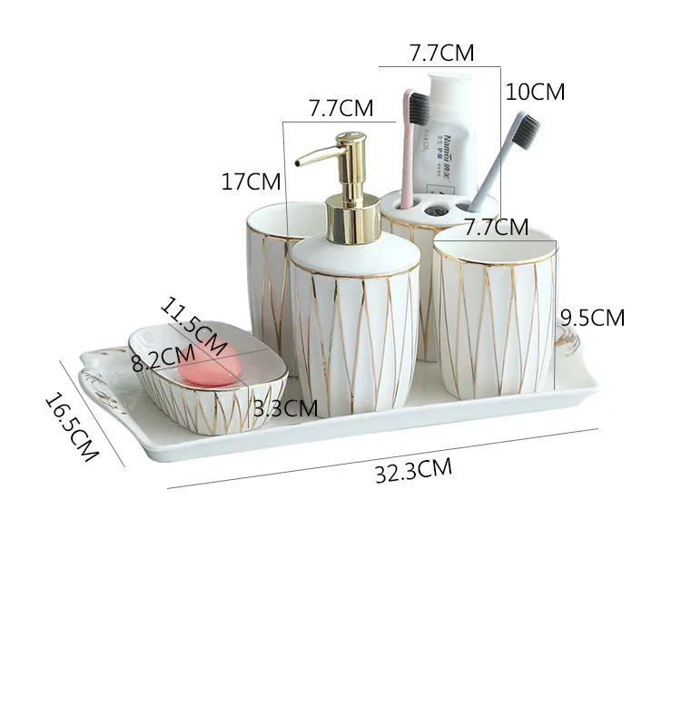 Набор гигиенических принадлежностей для ванной комнаты керамический держатель