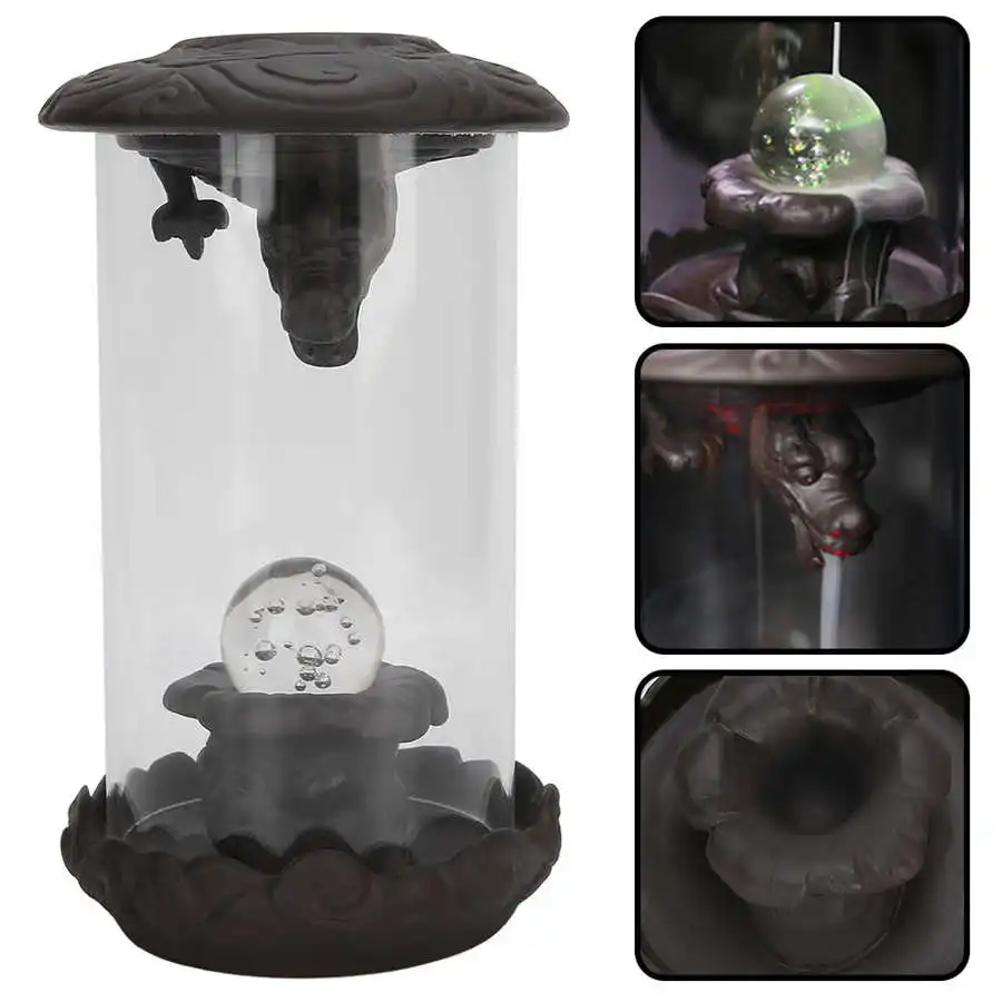 Incense Burner Dragon Backflow Red Porcelain Creative LED Light Windshield Home Decor incense burner | Дом и сад