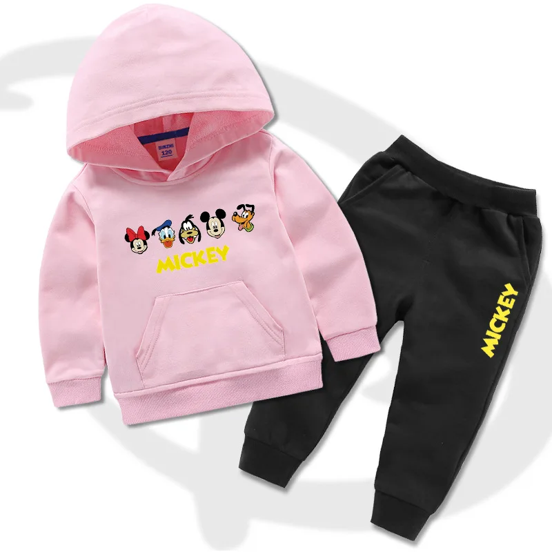 

Детский осенний комплект одежды, толстовка с капюшоном и штаны с Микки Маусом, спортивная одежда для маленьких мальчиков, корейская детская...
