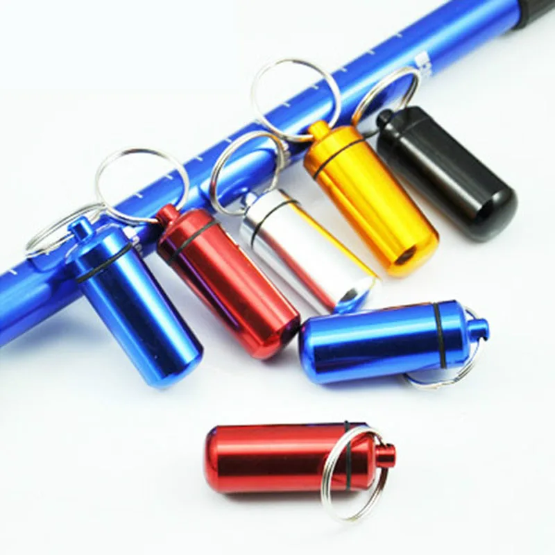 Алюминиевая коробка для таблеток держатель бутылки Контейнер брелок Радом цвет