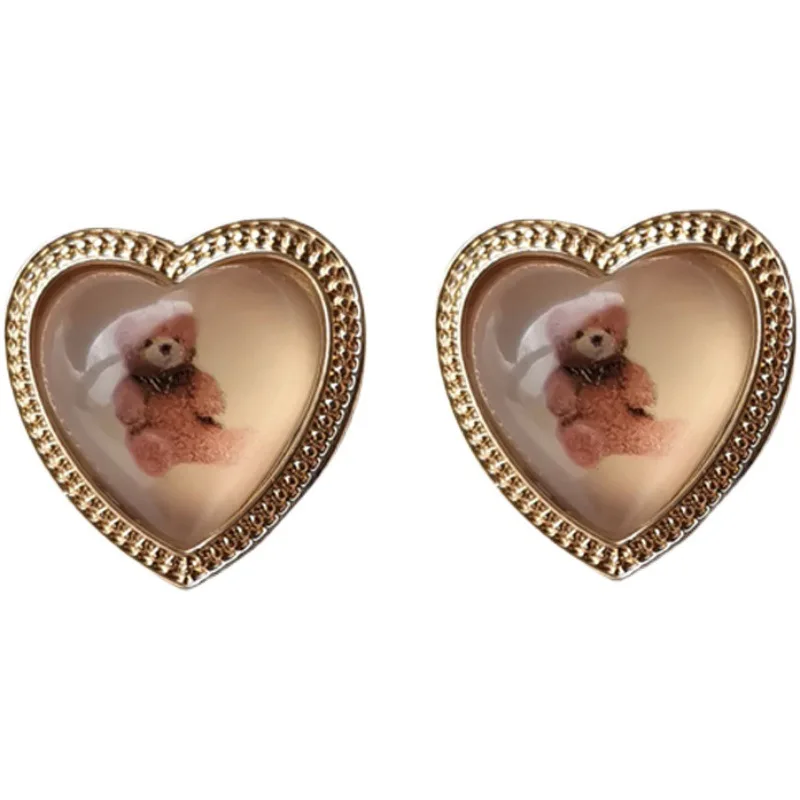 

CH-317 S925 Silver Needle Creative Fashion Retro Style Love Stud Earrings Simple and Cute Resin Earrings Trendy Earrings