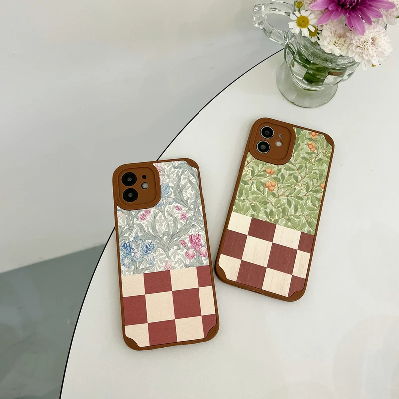 

Korean Art Retro Oil Painting Flowers Phone Case For iPhone 13 12 11 Pro Max X Xs Max Xr 7 8 Puls Luxury Leather Soft Cover