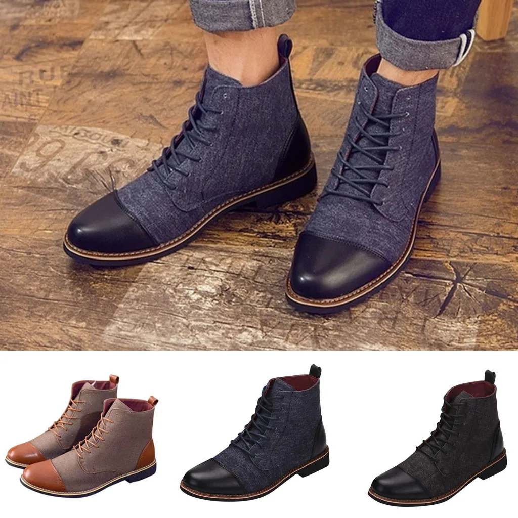 

Brand New Fashion Brogue Boots Men Big Size 39-48 Winter Autumn Shoes Lace-up Male Dress Shoes Handmade Business 2020