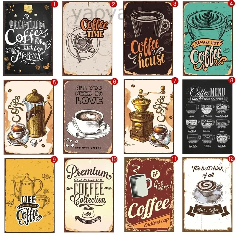 

Metal Art Poster Coffee Retro Tin Sign Bar Bar Shop Home Wall Decoration Retro Plaque