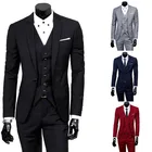 Классический мужской деловой костюм, Блейзер, брюки, жилет, 3 шт.компл.