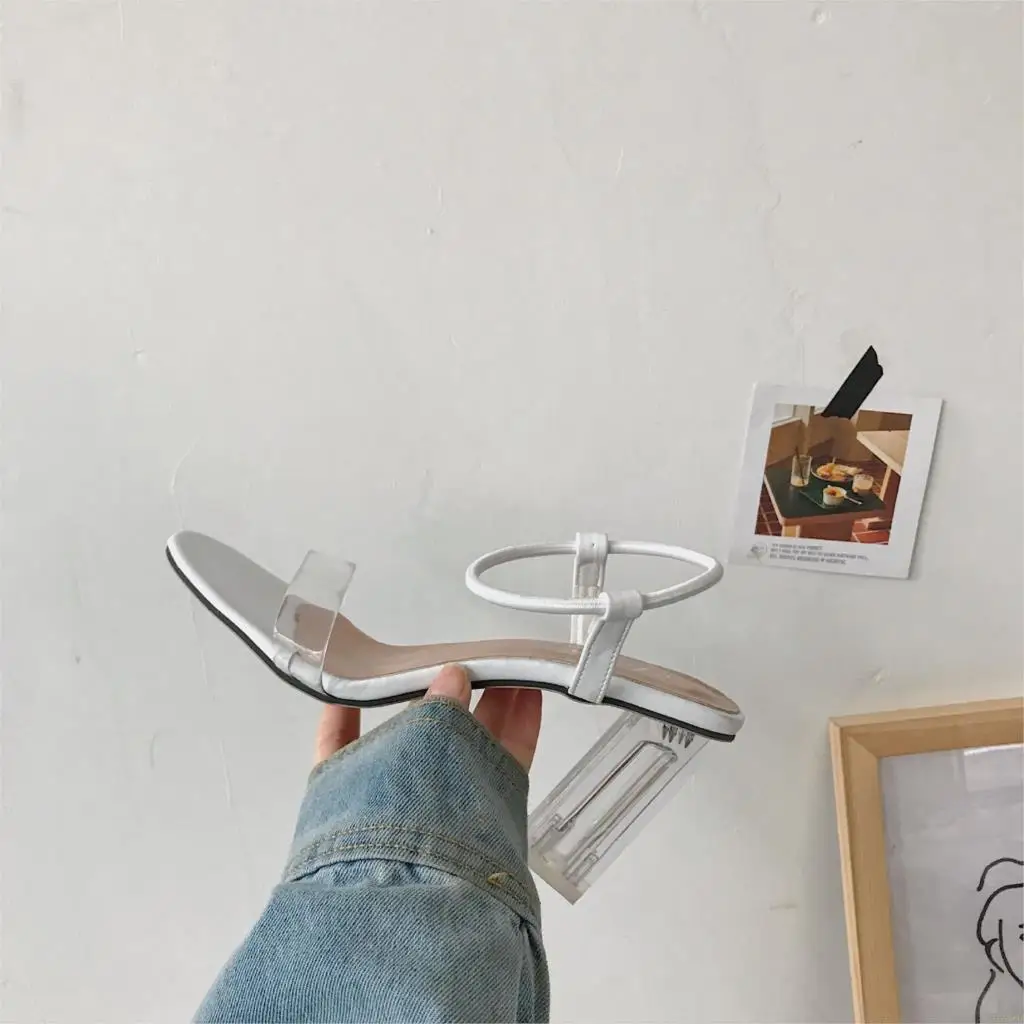 Пикантные прозрачные женские босоножки на высоком каблуке водонепроницаемой