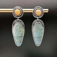 jade with marble vintage earrings