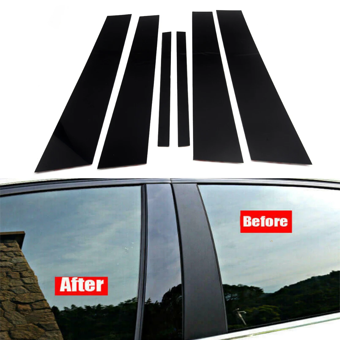 

6 шт. глянцевый черный зеркальный эффект дверь окно центр B C столб крышка отделка наклейка подходит для Honda Accord 2013-2015 2016 2017