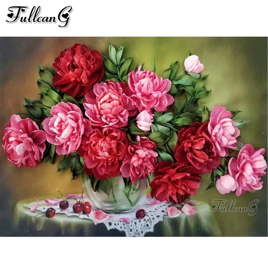 

FULLCANG Still life rose flowers 5d diy diamond painting cross stitch full rhinestone embroidery art wall decoration FG0240