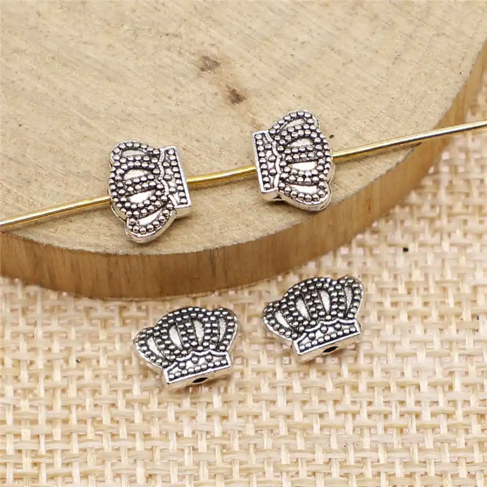 

Earring Charms For Jewelry Making 40pcs Crown Beads 6x9mm Antique Silver Plated
