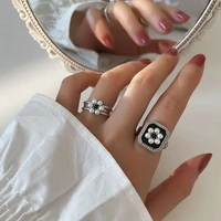 fmily minimalist 925 sterling silver flower pearl ring retro fashion temperament elegant jewelry for girlfriend gift