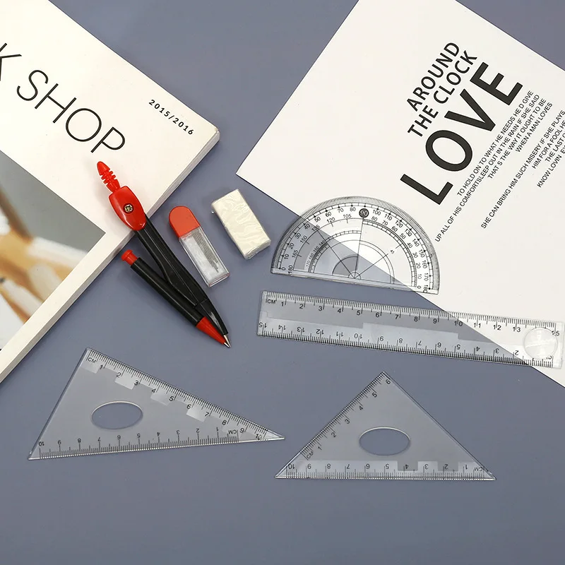 Набор инструментов для школы линейка циркуль портативный Школьный набор