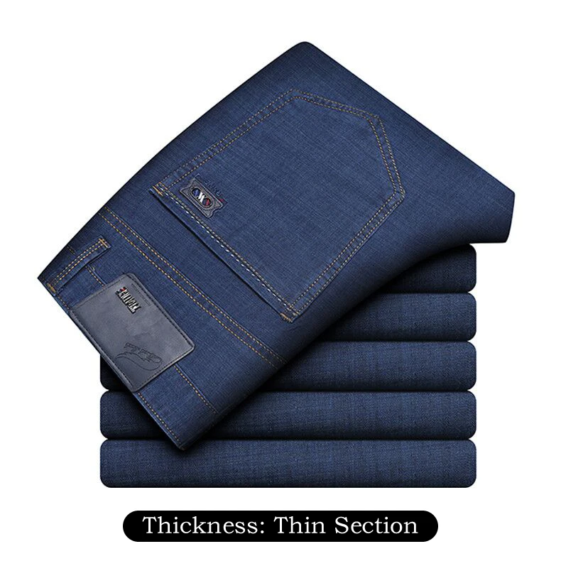 Thin Light blue Новинка, мужские классические деловые джинсы, модные, повседневные, основной цвет, узкие, маленькие, прямые, мужские брюки, джинсовые штаны, брендовая одежда - Цвет: Thin Light blue
