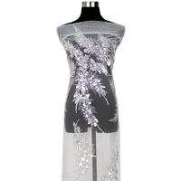 high end luxurious transparent embroidery tulle french white beaded lace with crystal sequins fabric for sewing dressesclothes