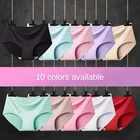 Женские Бесшовные трусики, женские цельные трусики, дышащие сексуальные трусики со средней талией, трусики размера плюс