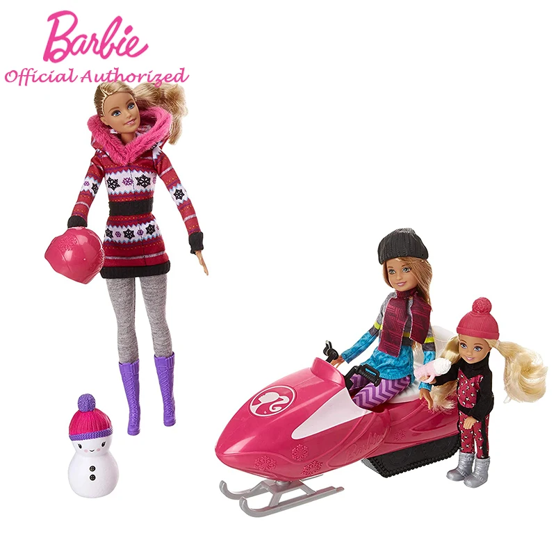 Кукла Барби FDR73 лыжный снегоход сани забавные аксессуары 3 сестры Подарочная