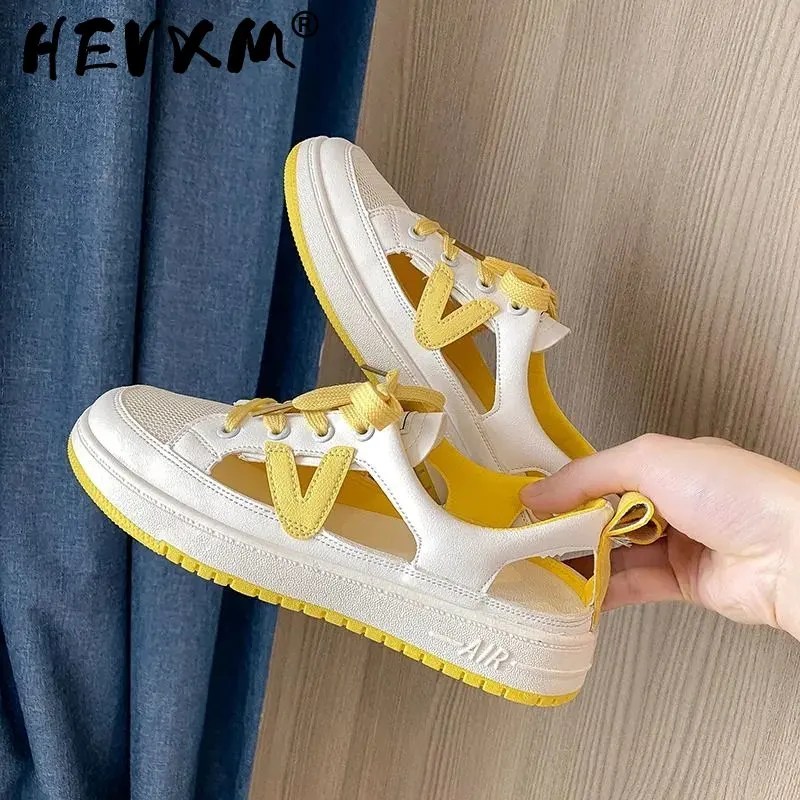 

Comfort 2021 Summer Sandals Women Sneakers Mesh Casual Platform Trainers Shoes Flat Heels Shoes Female Cutout Casual Slippers