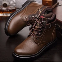 men winter shoes warm comfortable fashion genuine leather snow boots waterproof boots wool short plush warm boots large