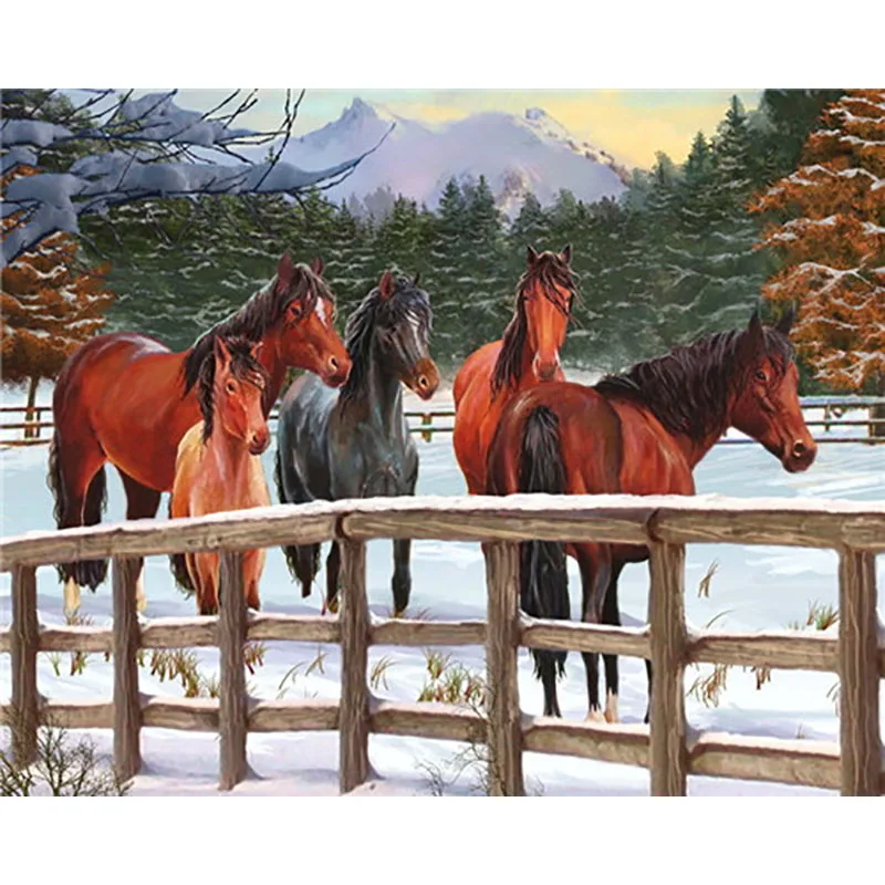 paint by numbers19 DIY краски по номерам Lienzo Pintura por Numero картины по номерам Pintar por Numeros лошадь пронумерованные картины - Цвет: paint by numbers19