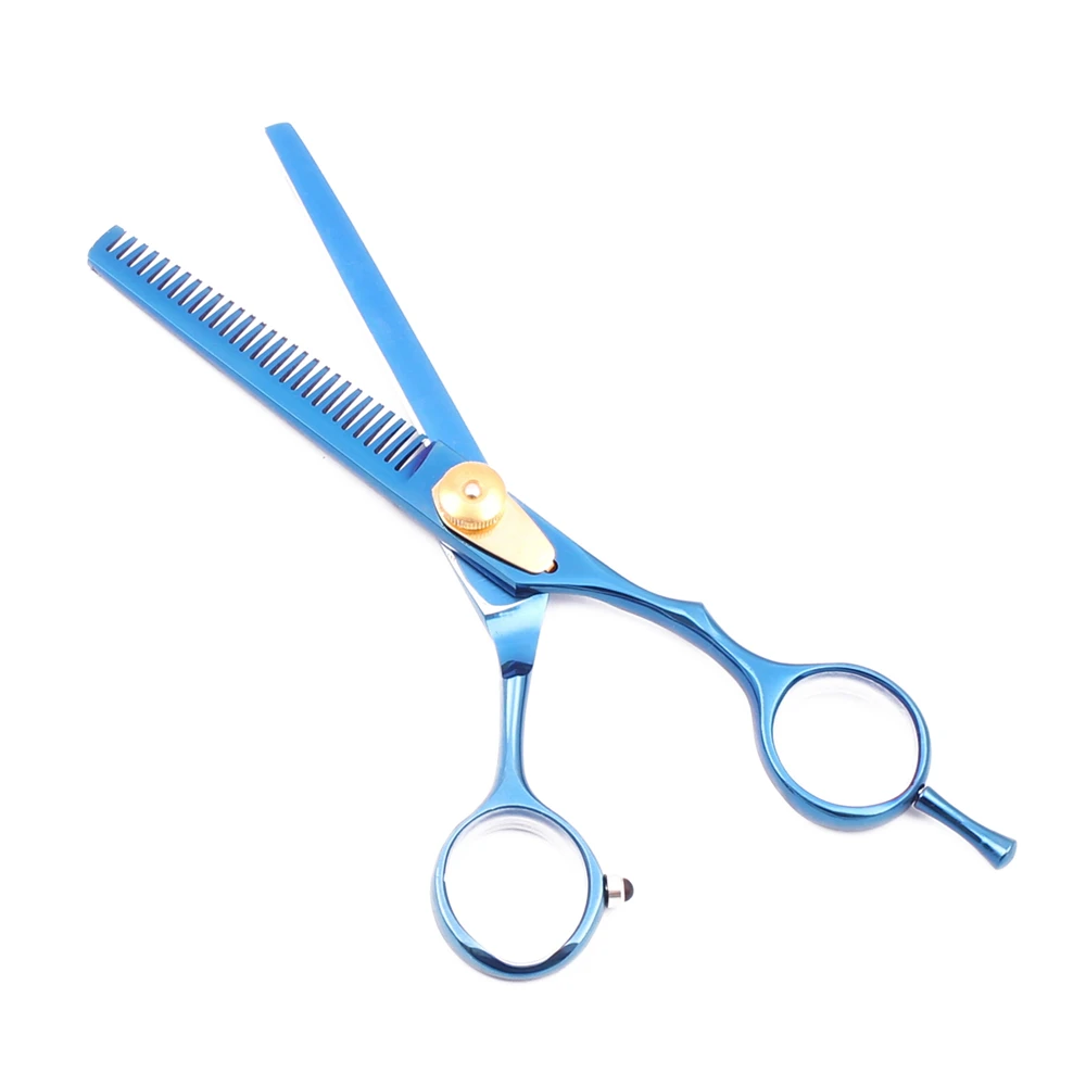 Парикмахерские ножницы 6 &quotстальные синие для стрижки волос филировочные