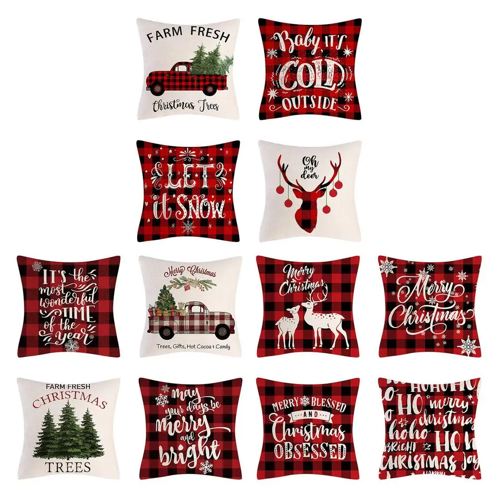 

New 4pcs/set Christmas Pillow Covers Merry Christmas Pillowcase Cushion Cover 18*18 Inch Sofa Christmas Gift Pillows Covers