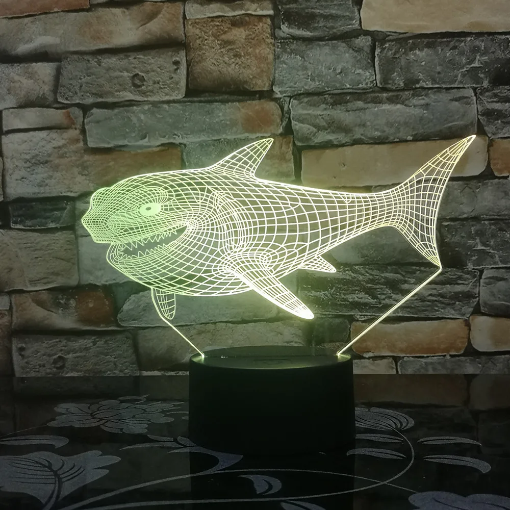 Огромная акула 3D светодиодный ночной Светильник многоцветный RGB Украшения в спальню 3d лампа для детей Рождественский подарок игрушки лампа Прямая поставка Amazon