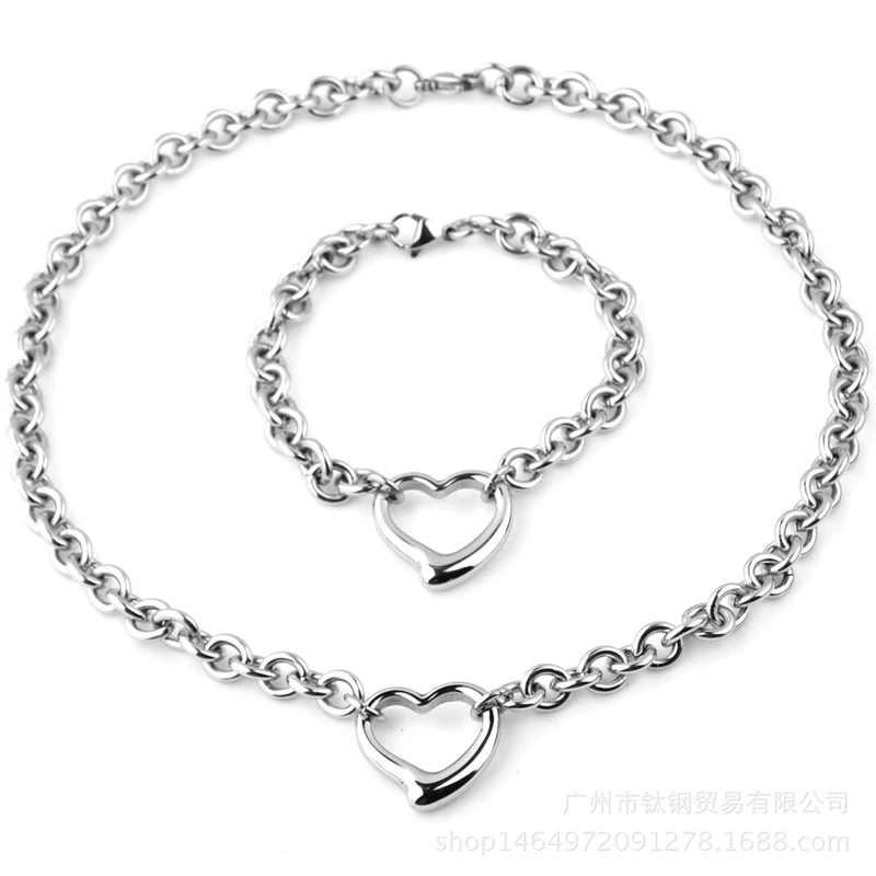 Charmhouse Silver 925 Jewelry Sets For Women Heart Charm Bracelet Necklace 2 pcs Costume Jewelery Set Accessories Bijoux Gifts