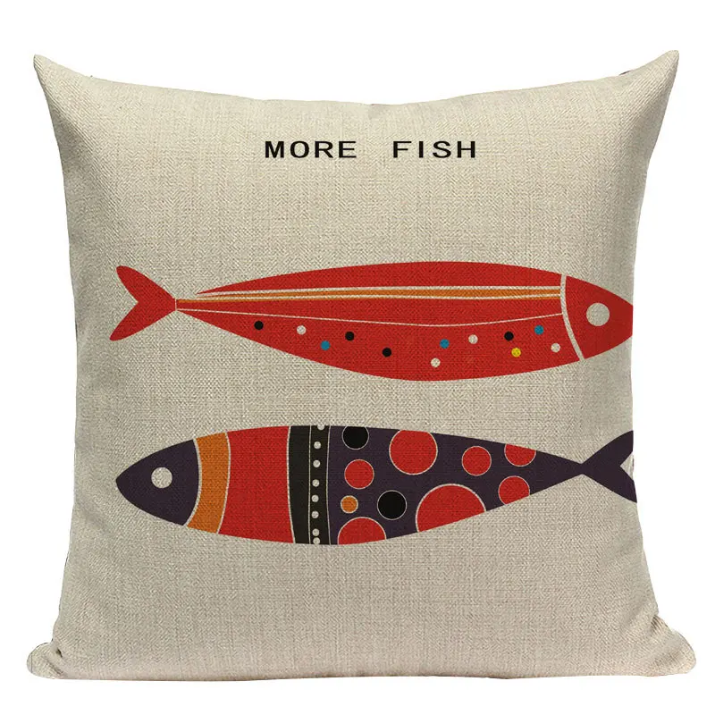 Морских животных набивная льняная Подушка Чехол КИТ тропический рыба Чехлы Средиземноморский декоративные