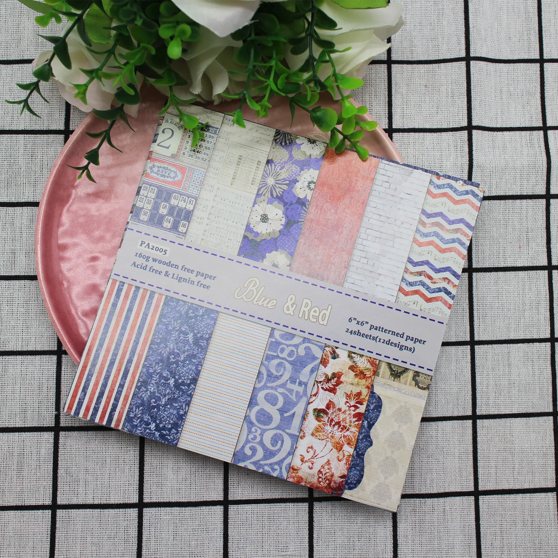 24 листа синий и красный цветок календарь скрапбукинг высечка бумага оригами