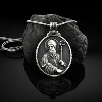 pure tin religion jewelry on the neck christ pope medal pendant necklace men catholic vintage charms man chain necklace medal