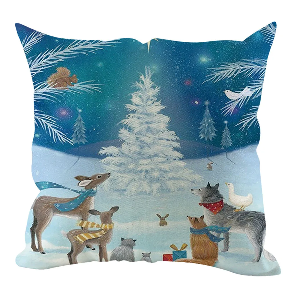 1 шт. 45*45 см Рождественский Рисунок Санта-Клауса хлопковая льняная наволочка для