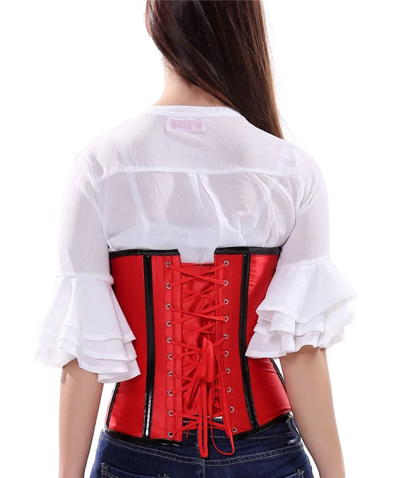 

Red Black Burlesque Caudatus Steampunk Underbust Corsets And Bustiers Pu Corset Top Faux Leather Gothic Punk Corselet