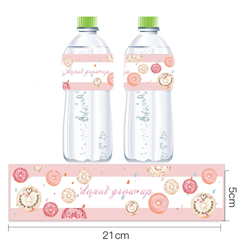 Розовый пончик ярлыки бутылки с водой сладкий Пончик вечерние Декор Baby Shower