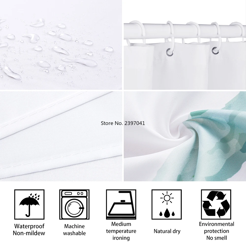 

2Pcs/Set 3D Print Flower pattern Shower Curtain Set Waterproof Polyester cloth+Non-slip Mat Rug Toilet Bathroom Home Decor