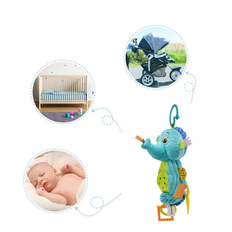 

Animal Rattle Toys for Babies with Sound Baby Hanging Plush Toy Clip on Pram Pushchair Car Seat Infants Sensory Toys